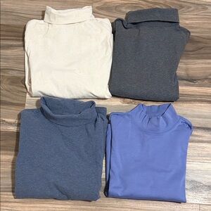 LL Bean Women’s Sz. S Turtleneck Bundle (4) Grey Navy Cream Purple Cotton